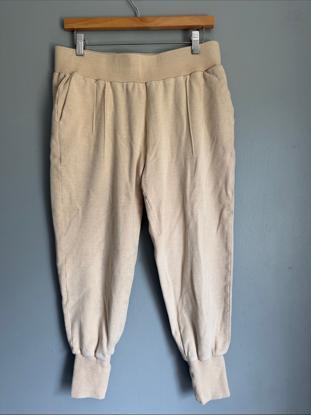Varley Amberely Earthy Minimalist Pant Joggers Sweatpants Sand Beige Large
